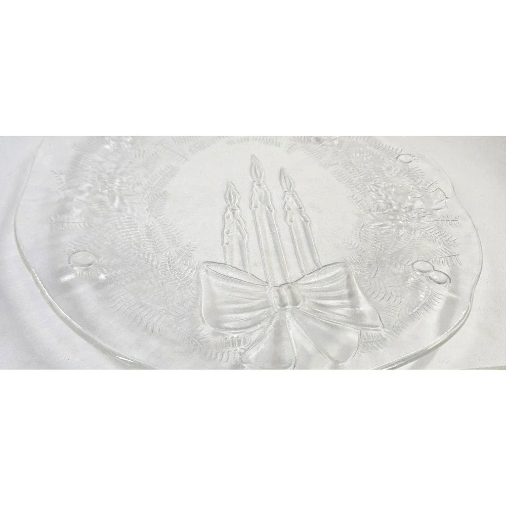 Vtg Pilgrim Glass Holiday Serving Platter‎ Christmas Dish ~12